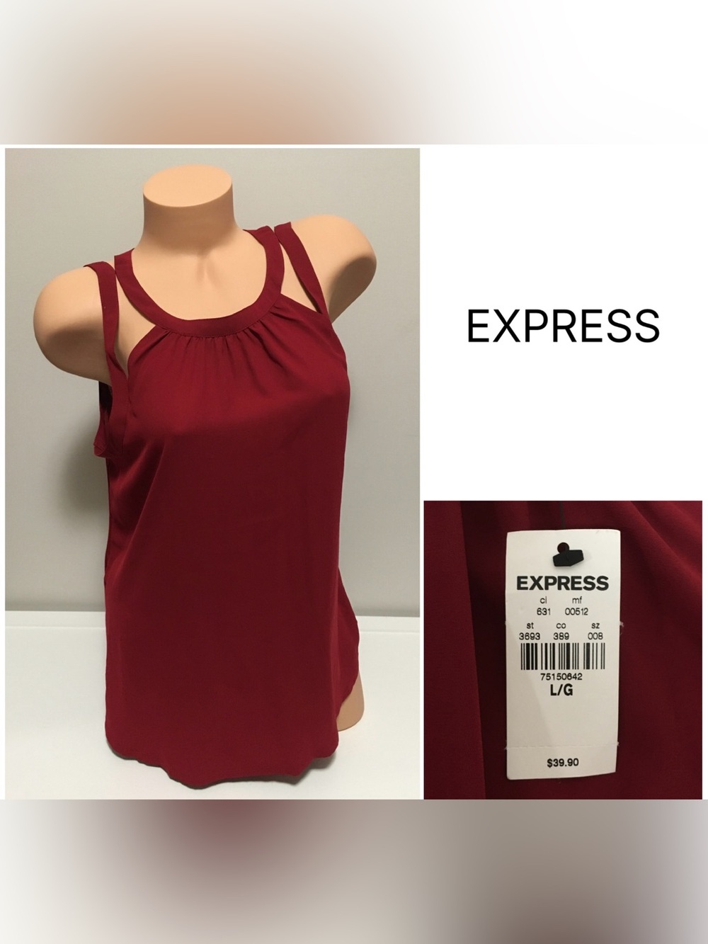 EXPRESS - L LARGE - NWT - RED STRAPPY SLEEVELESS TOP / SHIRT